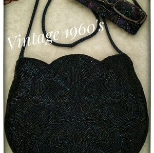 Vintage 1960s Blue Sequin Evening Bag